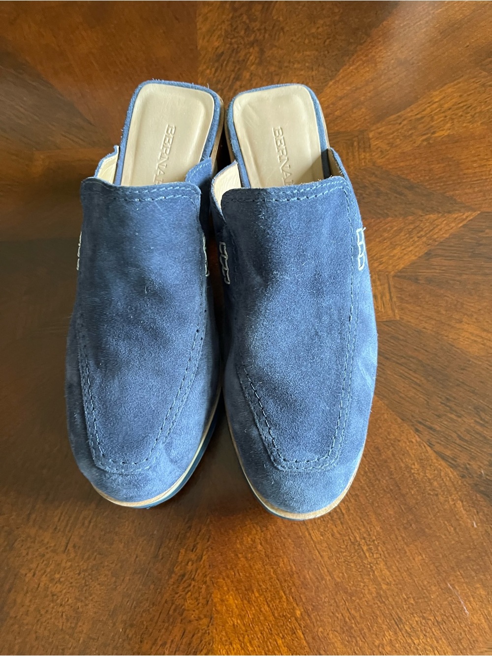 Bernardo Navy Suede Slip-On Mules